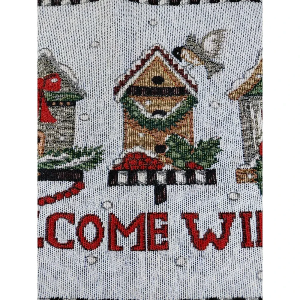 Winter Tapestry Bird House Happy Holidays 4 Placemats  18x12